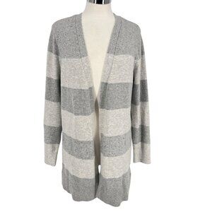 Verve Ami Striped Open Front Cardigan Gray Light Gray Size Large